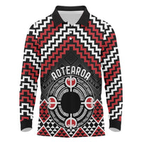 Personalised Aotearoa Niho Taniwha Motif Long Sleeve Polo Shirt Red Style