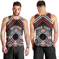 Personalised Aotearoa Niho Taniwha Motif Men Tank Top Red Style LT9 - Polynesian Pride