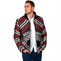 Personalised Aotearoa Niho Taniwha Motif Padded Jacket Red Style - Polynesian Pride