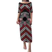 Personalised Aotearoa Niho Taniwha Motif Puletasi Red Style LT9 Long Dress Red - Polynesian Pride