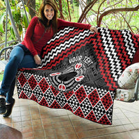 Personalised Aotearoa Niho Taniwha Motif Quilt Red Style