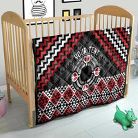 Personalised Aotearoa Niho Taniwha Motif Quilt Red Style