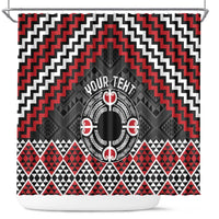 Personalised Aotearoa Niho Taniwha Motif Shower Curtain Red Style