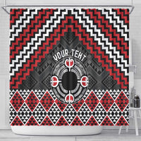 Personalised Aotearoa Niho Taniwha Motif Shower Curtain Red Style