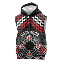 Personalised Aotearoa Niho Taniwha Motif Sleeveless Hoodie Red Style - Polynesian Pride