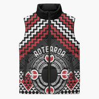 Personalised Aotearoa Niho Taniwha Motif Sleeveless Puffer Jacket Red Style - Polynesian Pride