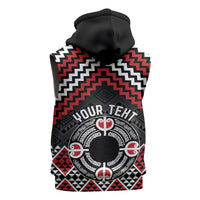 Personalised Aotearoa Niho Taniwha Motif Sleeveless Zip Hoodie Red Style LT9 - Polynesian Pride