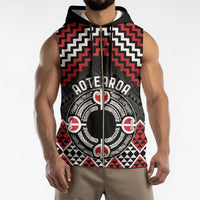 Personalised Aotearoa Niho Taniwha Motif Sleeveless Zip Hoodie Red Style LT9 - Polynesian Pride