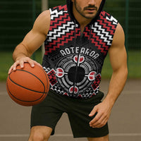 Personalised Aotearoa Niho Taniwha Motif Sleeveless Zip Hoodie Red Style LT9 - Polynesian Pride