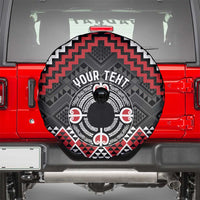 Personalised Aotearoa Niho Taniwha Motif Spare Tire Cover Red Style LT9 - Polynesian Pride