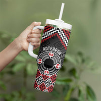 Personalised Aotearoa Niho Taniwha Motif Tumbler With Handle Red Style LT9 - Polynesian Pride