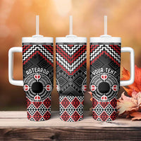 Personalised Aotearoa Niho Taniwha Motif Tumbler With Handle Red Style LT9 - Polynesian Pride