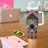Personalised Aotearoa Niho Taniwha Motif Tumbler With Handle Red Style LT9 - Polynesian Pride