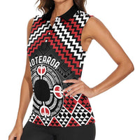 Personalised Aotearoa Niho Taniwha Motif Women Sleeveless Polo Shirt Red Style