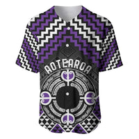 Personalised Aotearoa Niho Taniwha Motif Baseball Jersey Violet Style