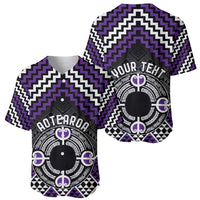 Personalised Aotearoa Niho Taniwha Motif Baseball Jersey Violet Style
