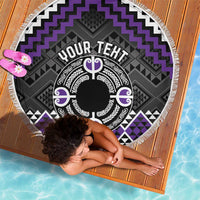 Personalised Aotearoa Niho Taniwha Motif Beach Blanket Violet Style LT9 - Polynesian Pride