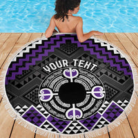 Personalised Aotearoa Niho Taniwha Motif Beach Blanket Violet Style LT9 - Polynesian Pride