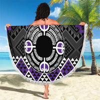 Personalised Aotearoa Niho Taniwha Motif Beach Blanket Violet Style LT9 - Polynesian Pride