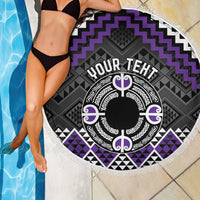 Personalised Aotearoa Niho Taniwha Motif Beach Blanket Violet Style LT9 - Polynesian Pride
