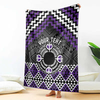 Personalised Aotearoa Niho Taniwha Motif Blanket Violet Style LT9 - Polynesian Pride