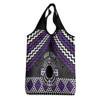 Personalised Aotearoa Niho Taniwha Motif Grocery Bag Violet Style LT9 - Polynesian Pride