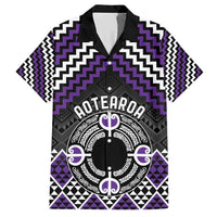 Personalised Aotearoa Niho Taniwha Motif Hawaiian Shirt Violet Style LT9 Violet - Polynesian Pride