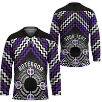 Personalised Aotearoa Niho Taniwha Motif Hockey Jersey Violet Style - Polynesian Pride
