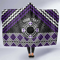 Personalised Aotearoa Niho Taniwha Motif Hooded Blanket Violet Style LT9 One Size Violet - Polynesian Pride