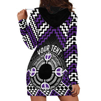 Personalised Aotearoa Niho Taniwha Motif Hoodie Dress Violet Style LT9 - Polynesian Pride
