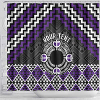 Personalised Aotearoa Niho Taniwha Motif Shower Curtain Violet Style