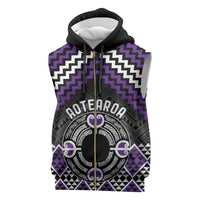 Personalised Aotearoa Niho Taniwha Motif Sleeveless Zip Hoodie Violet Style LT9 Violet - Polynesian Pride