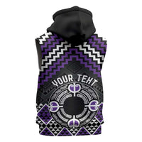 Personalised Aotearoa Niho Taniwha Motif Sleeveless Zip Hoodie Violet Style LT9 - Polynesian Pride