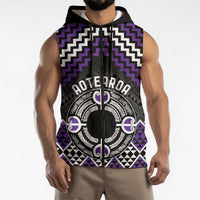 Personalised Aotearoa Niho Taniwha Motif Sleeveless Zip Hoodie Violet Style LT9 - Polynesian Pride