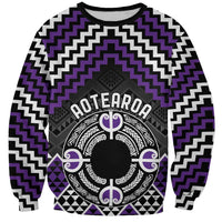 Personalised Aotearoa Niho Taniwha Motif Sweatshirt Violet Style LT9 Unisex Violet - Polynesian Pride