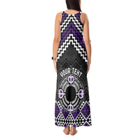 Personalised Aotearoa Niho Taniwha Motif Tank Maxi Dress Violet Style LT9 - Polynesian Pride