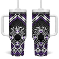 Personalised Aotearoa Niho Taniwha Motif Tumbler With Handle Violet Style LT9 One Size: 40 oz Violet - Polynesian Pride