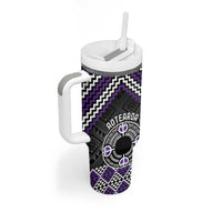Personalised Aotearoa Niho Taniwha Motif Tumbler With Handle Violet Style LT9 - Polynesian Pride