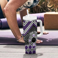 Personalised Aotearoa Niho Taniwha Motif Tumbler With Handle Violet Style LT9 - Polynesian Pride