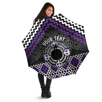 Personalised Aotearoa Niho Taniwha Motif Umbrella Violet Style - Polynesian Pride