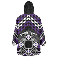 Personalised Aotearoa Niho Taniwha Motif Wearable Blanket Hoodie Violet Style LT9 - Polynesian Pride