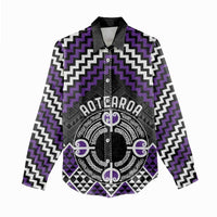 Personalised Aotearoa Niho Taniwha Motif Women Casual Shirt Violet Style