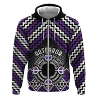 Personalised Aotearoa Niho Taniwha Motif Zip Hoodie Violet Style