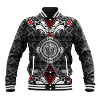 Black Aotearoa Tanilo Motif Baseball Jacket Vintage Maori New Zealand Tribal Art Pattern LT9 Unisex Black - Polynesian Pride