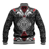 Black Aotearoa Tanilo Motif Baseball Jacket Vintage Maori New Zealand Tribal Art Pattern LT9 - Polynesian Pride