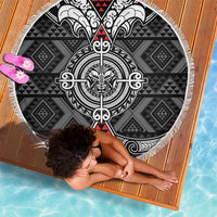 Black Aotearoa Taniko Motif Beach Blanket Vintage Maori New Zealand Tribal Art Pattern LT9 - Polynesian Pride