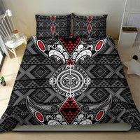 Black Aotearoa Taniko Motif Bedding Set Vintage Maori New Zealand Tribal Art Pattern