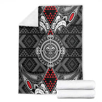 Black Aotearoa Taniko Motif Blanket Vintage Maori New Zealand Tribal Art Pattern LT9 - Polynesian Pride