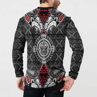Black Aotearoa Tanilo Motif Button Sweatshirt Vintage Maori New Zealand Tribal Art Pattern LT9 - Polynesian Pride