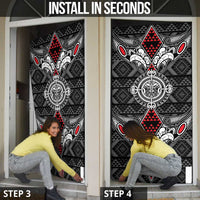 Black Aotearoa Taniko Motif Door Cover Vintage Maori New Zealand Tribal Art Pattern - Polynesian Pride